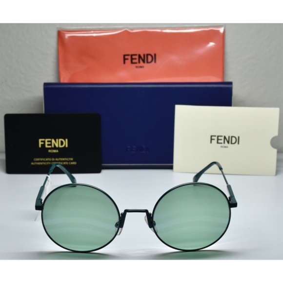 FENDI FF0248/S 1EDXR MATT GEEN TURQUOISE WAVES ROUND SUNGLASSES. 53m main image 10